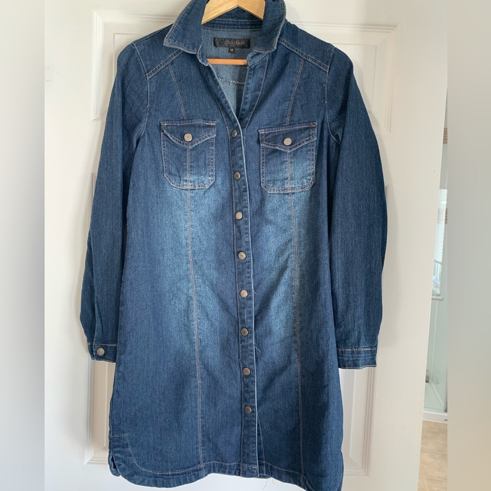 Mid Wash Denim Shirt Dress